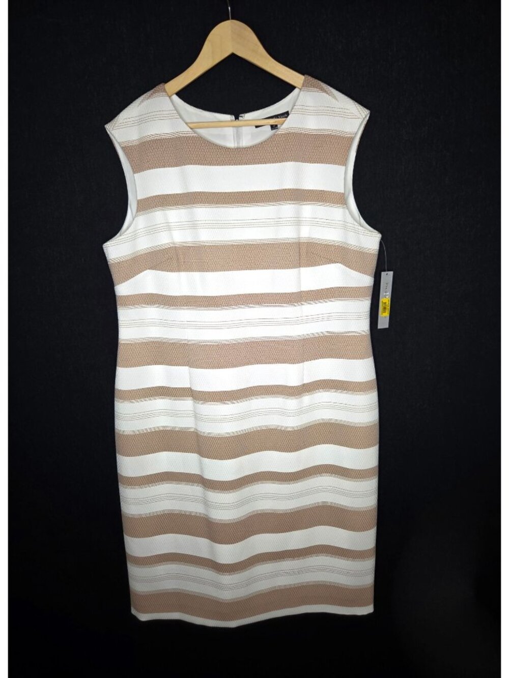 NWT Preston & York Striped Textured Midi Sheath Dress Size 18 Stretch Lined
